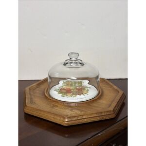 Charcuterie Cheese Board with Cloche MCM Spice of Life Design VTG Goodwood